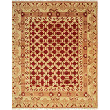 Coral Hand-Knotted Wool Linked Rosettes Geometric Modern Contemporary Carpet Rug