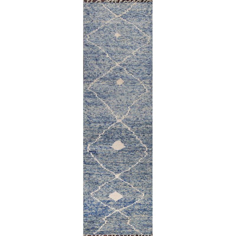 Tapis de couloir tribal marocain noué à la main 3 x 12