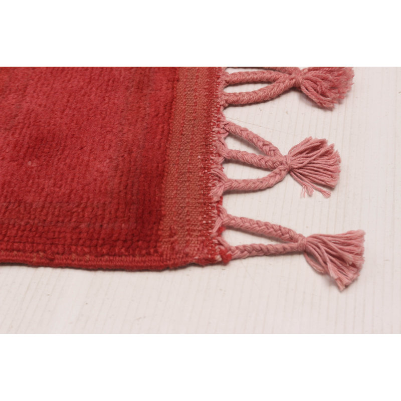Tapis rouge clair en laine noué à la main de conception unique 7 pi 3 po x 10 pi 3 po