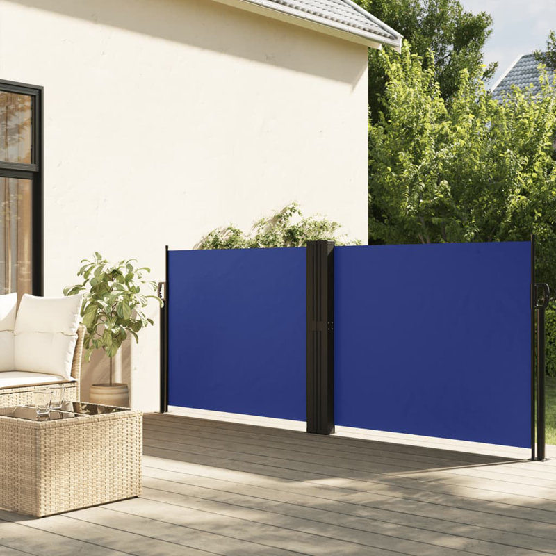 Dakota Fields Retractable Side Awning, Blue, 120cm H x 600cm W
