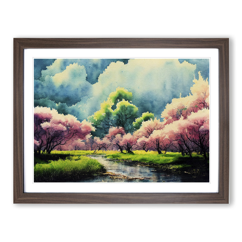 Spring Forest Watercolour Vol.1 - Framed Print, 25cm H x 34cm W x 2cm D, Walnut
