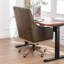 Chaise de bureau en cuir véritable Jamestown avec pieds en bois massif-1343654388