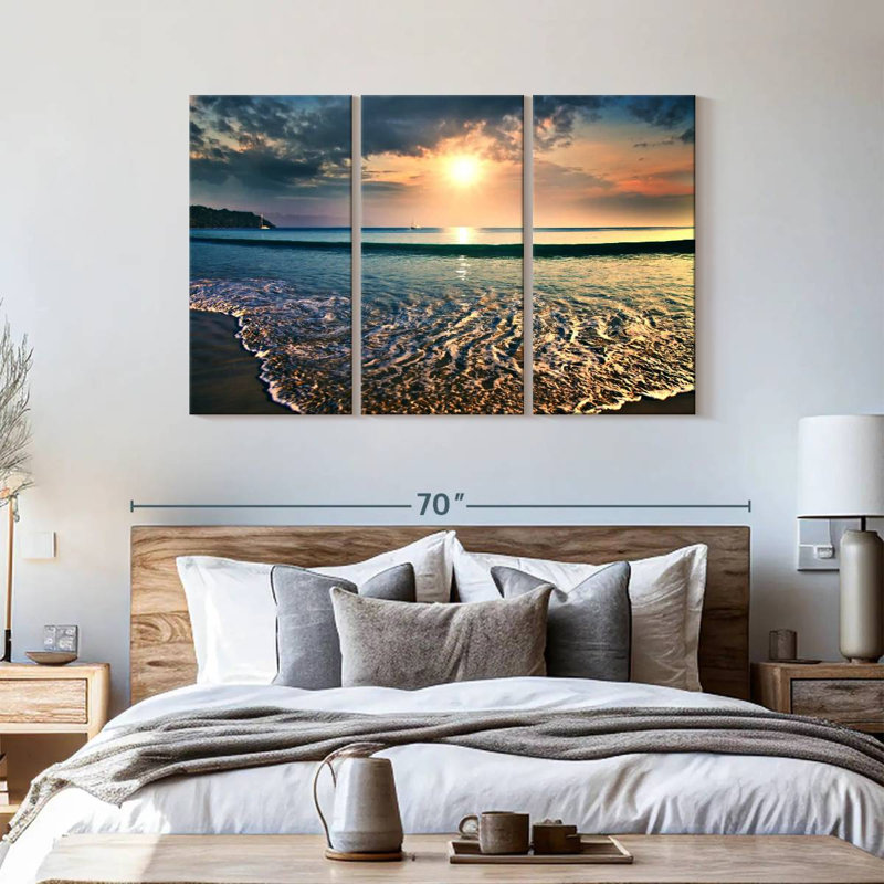 " Large Sunset " 3 - Pieces, 36" H x 57" W x 1.25" D