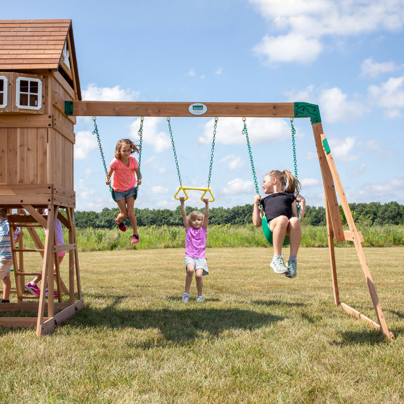 Montpelier Cedar Wood Swing Set with Slide and Monkey Bars