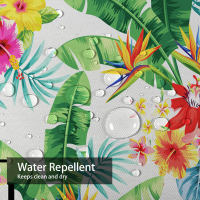 Seamless Tropical Palm Leaves Flowers Shower Curtain with 12 Hooks
