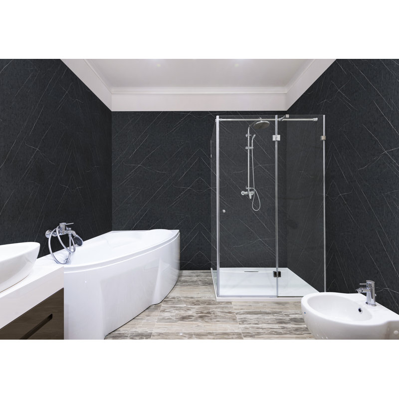 Polymarm 48" W 80" H 48" D Two Wall Composite Shower Wall Panel Surround, Nocturn