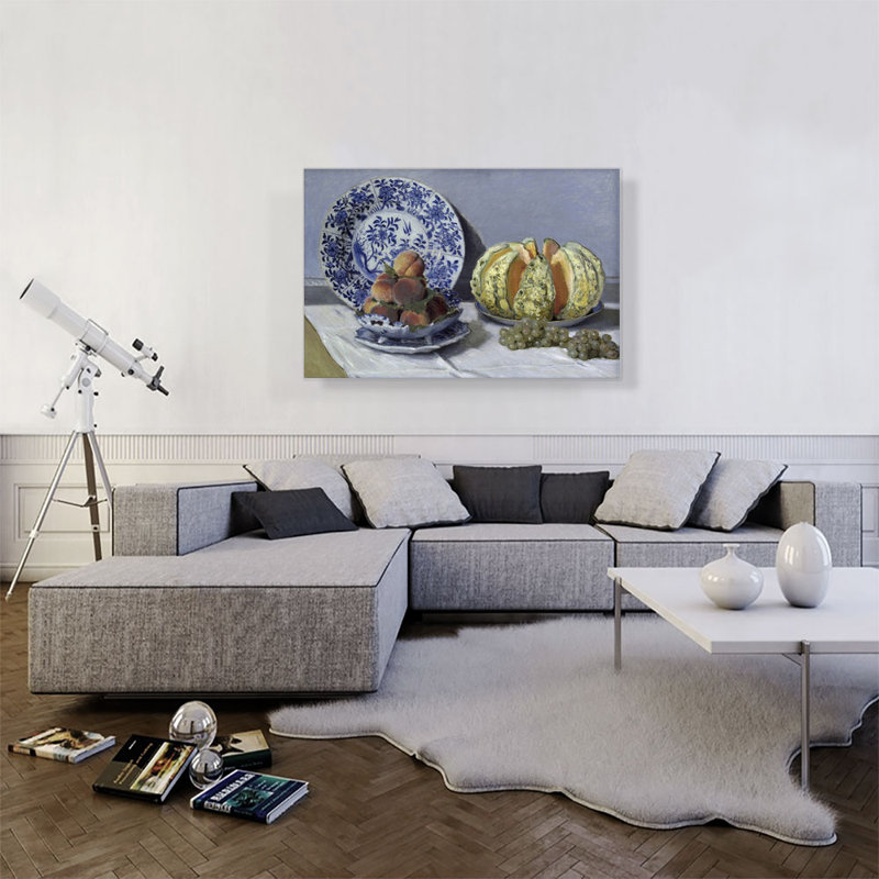 «Still Life with Melon» par Claude Monet, reproduction d'art sur toile tendue, H 26 po x l 40 po x 1,5 po