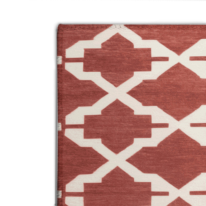 Trellis Red Indoor and Outdoor Area Rug, Rectangle 2' x 3'