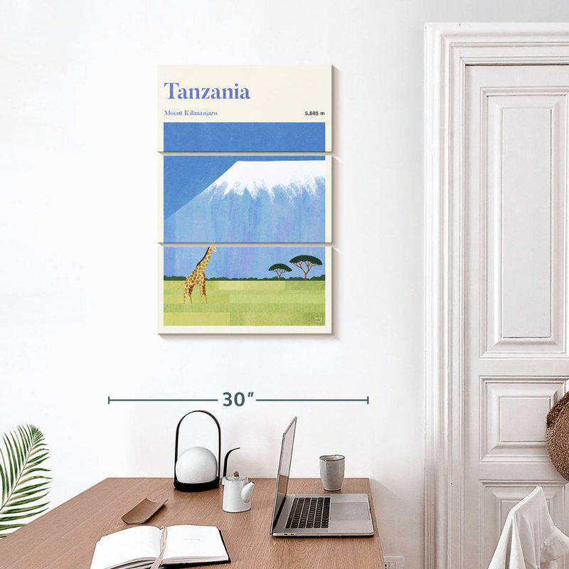Affiche de voyage Masam Tanzanie Kilimanjaro, H 32 po x l 20 po