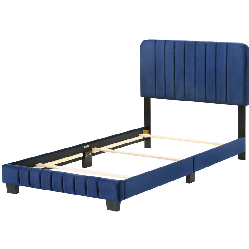Anjelah Upholstered Standard Bed, Navy Blue, Full/Double