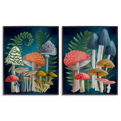 "Mushroom Variétés" Forest Ferns, ensemble de 2 giclées encadrées par Regina Moore