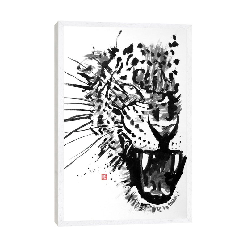 Tiger by Péchane - Print on Canvas, White Framed, 66.04 cm H x 45.72 cm W