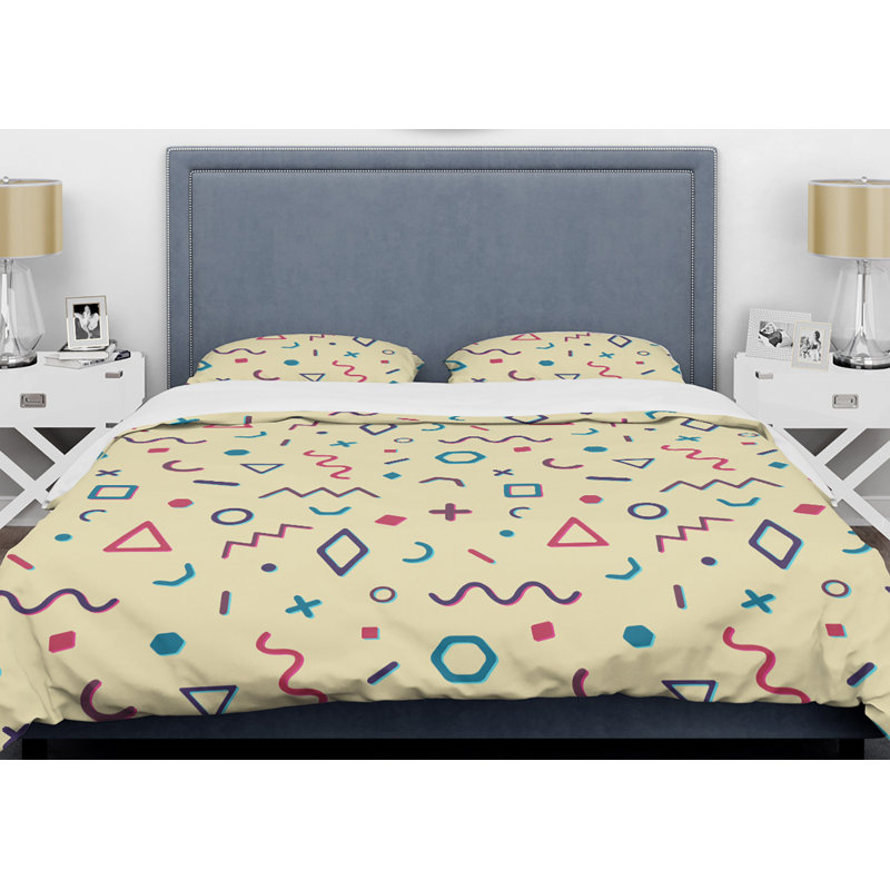 Cream Retro Abstract Mid-century Modern Full/Queen Bedding Set