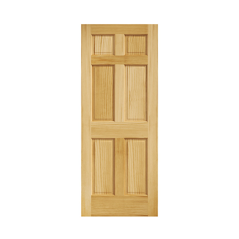 Porte en bois massif 80 po à 6 panneaux apprêtés, 24 po x 80 po, Bois de pin clair