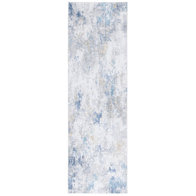 Tapis bleu / blanc en polyester tissé à la machine Taihlor