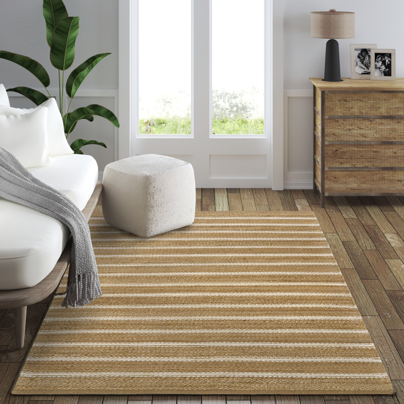 Coastal Striped Jute Blend Hand-Woven Indoor Area Rug, Rectangle 10' x 14'