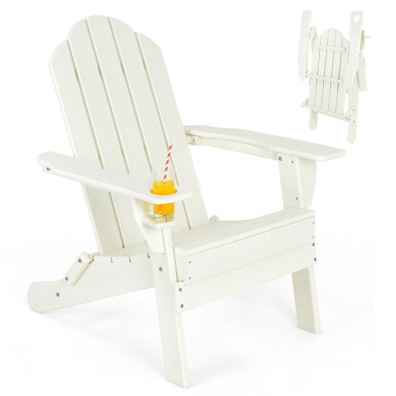 DiBernardo Foldable Outdoor Adirondack Chair, White