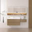 Ensemble de meuble-lavabo mural 72 po avec plateau en pierre reconstituée et armoire de rangement modulaire-334912610