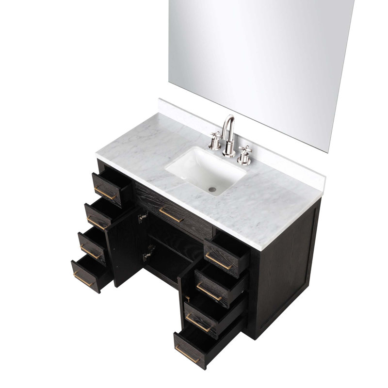 Ensemble de meuble-lavabo simple avec robinet et miroir