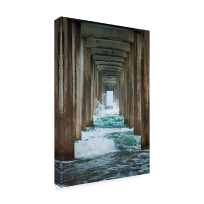 Wrapped Canvas Wall Art - Chris Moyer 'Scripps Splash' Wall Art for Living Room, Bedroom, or Office Décor - 12x19