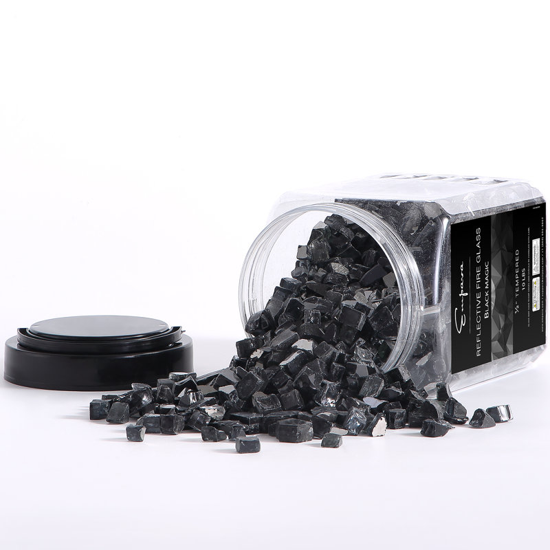 Empava 10 lb Verre trempé réfléchissant 1/4 de pouce, pour foyer au gaz, Magie noire, 1/2-in