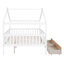 Lit double en bois avec deux tiroirs, blanc
