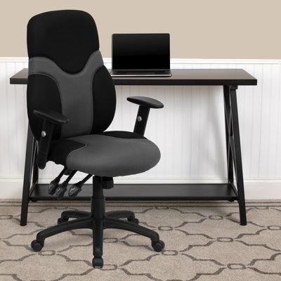  Chaise de travail ergonomique à haut dossier et pivotante en filet gris avec accoudoirs réglables