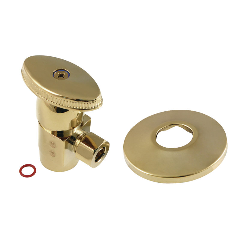 Kingston Brass 1/2-Inch FIP x 3/8-Inch OD Comp Anti-Seize Deluxe Quarter-Turn Ceramic Hardisc Cartridge Angle Stop with Flange