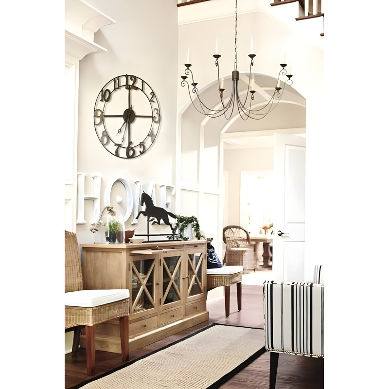 Othor Clock 34" Openwork Design Hand Forged Metal Finished Oversize