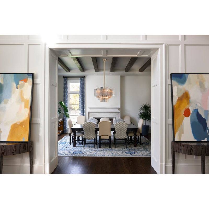 Arras Dimmable Tiered Chandelier, Aged Brass, Gray/Yellow, 14.25" H x 22" W x 22" D