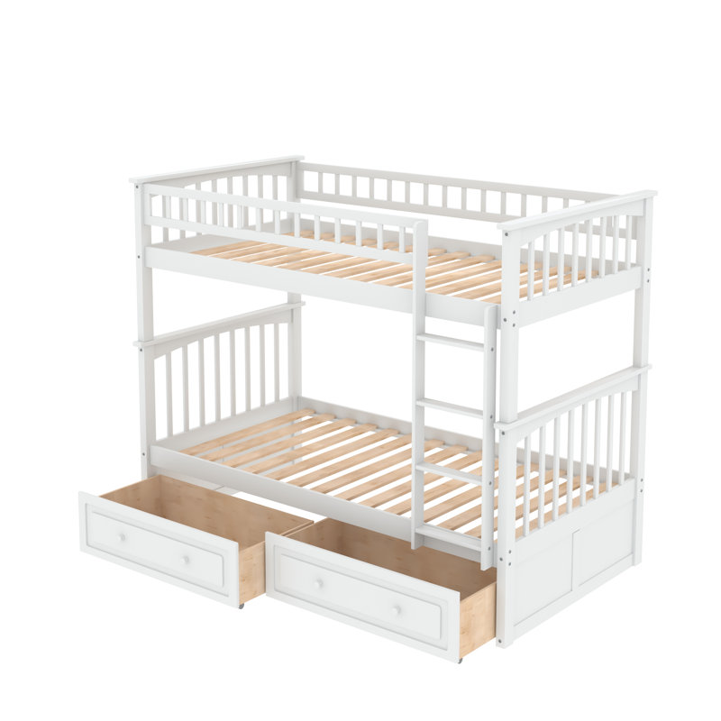 Frary Kids Twin Over Twin Bunk Bed, White