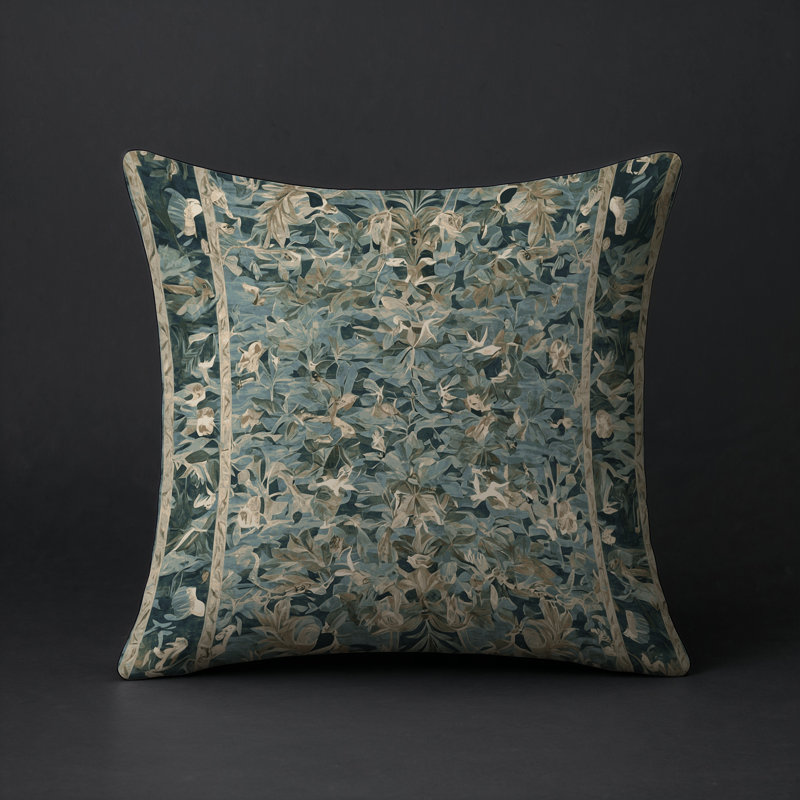Coussin décoratif intérieur / extérieur gris Modern Modern, Carré 16 po, Vert / beige abstrait
