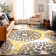 Floral Yellow/Dark Gray/Ivory Area Rug