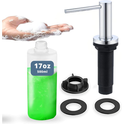 Distributeur de savon pour évier de cuisine SBEN - Pompe de comptoir pour savon à main ou lotion, bouteille encastrée, conception en acier inoxydable améliorée avec installation à vis facile (chrome)