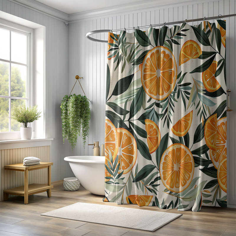 Rideau de douche standard 1 pièce Timeless Orange, H 74 po x l 71 po