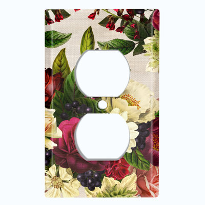 Plaque murale murale 1 sortie fleur rose rouge et blanc