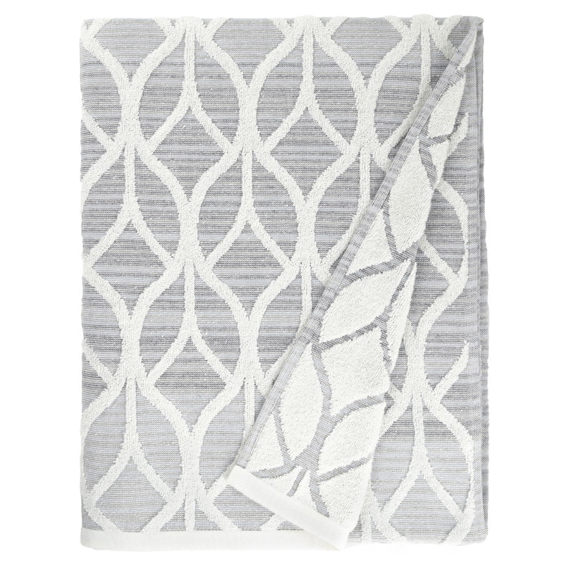 Turkish Cotton Midweight Jacquard Bath Towel, Gray