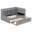 Structure de lit plateforme simple tapissier simple avec ports USB et lit gigogne, canapé de jour avec tablettes de rangement-1526510418