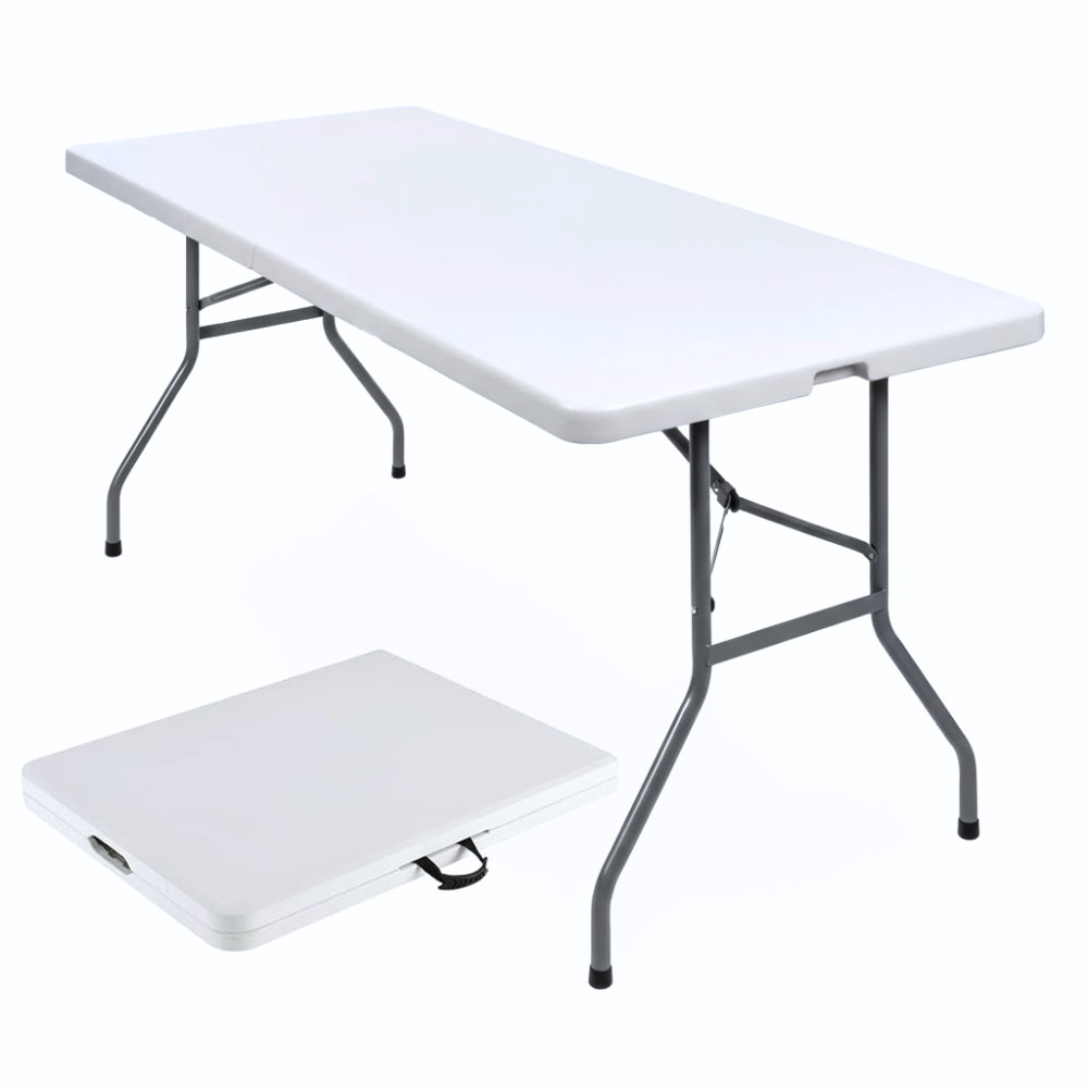 Plastic Rectangular Fold-in-Half Portable Folding Table Amazingforless 