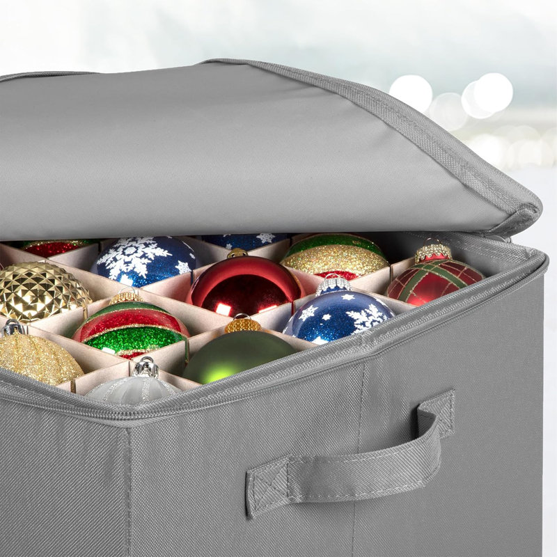 Boîte de rangement pour ornements de Noël pour protéger et ranger des décorations allant jusqu'à 64-3 po, Gris