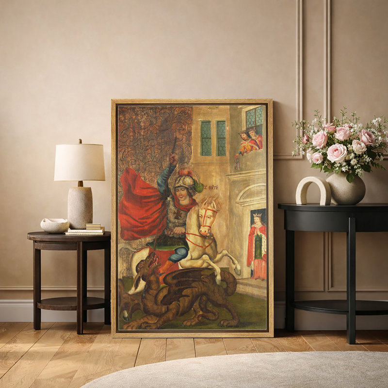 "Saint George and the Dragon", reproduction d'art sur toile, légende religieuse médiévale, impression sur toile encadrée