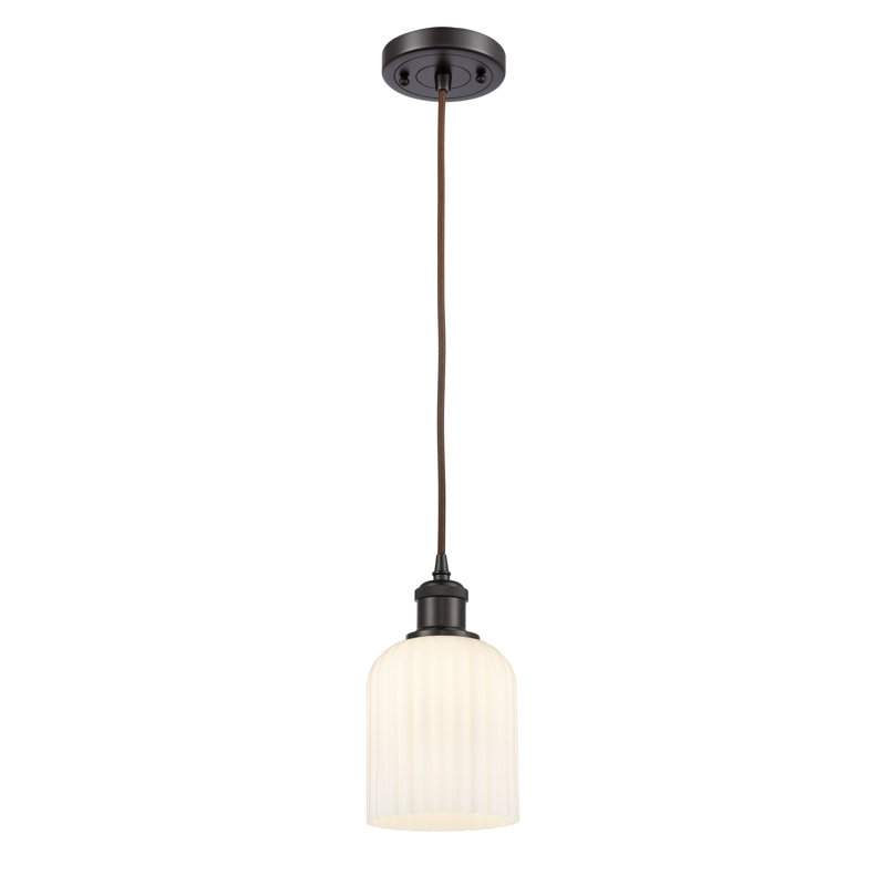 Luminaire suspendu 1 lumière Aalina, Bronze frotté à l'huile, Gloss White