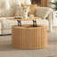 VIBE HAUS Round Lift Top Coffee Table, Modern Fluted Wood Accent Coffee Table with Hidden Storage for Living Room-129387214