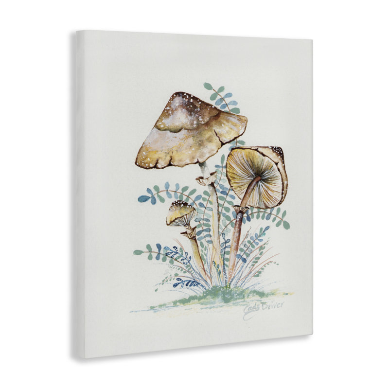 Toile Natural Forest Mushroom Trio, design par Cady, H 20 po x l 16 po