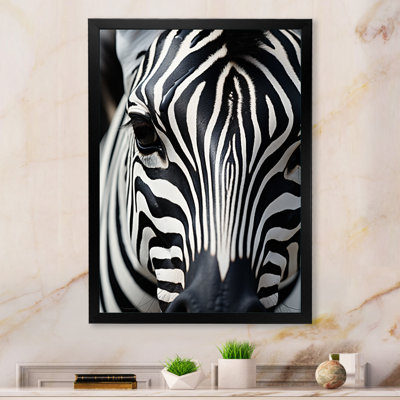 " Black And White Zebra Portrait I " by Designart