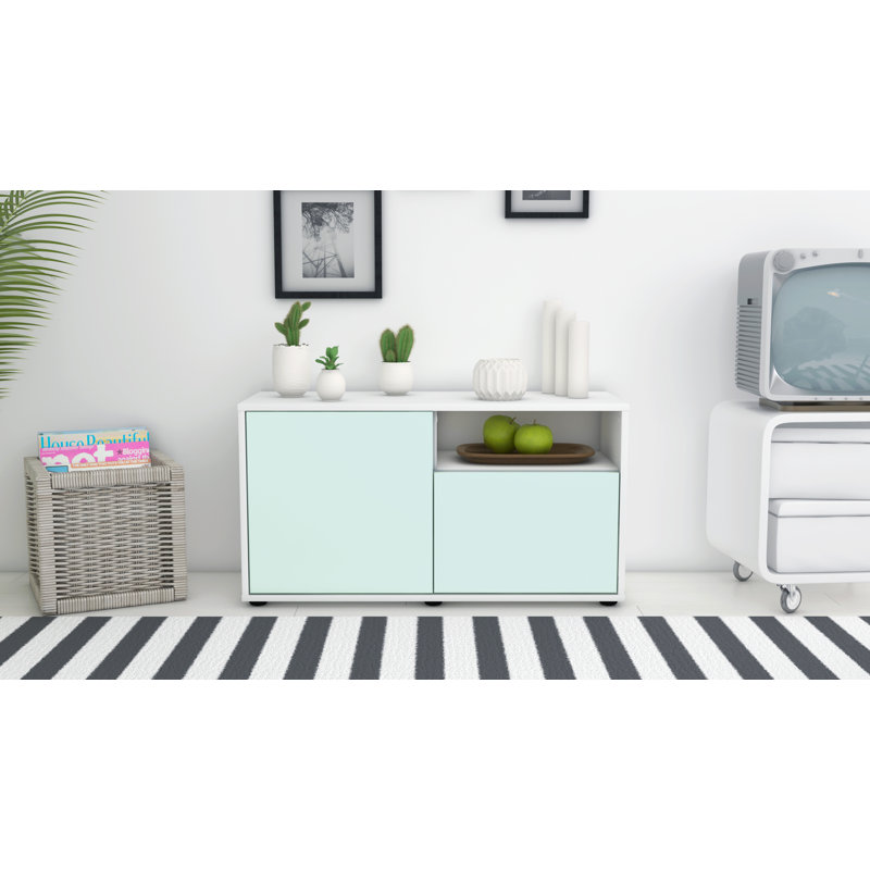 Xzavier 92cm W Chest of Drawers, Light Blue / Matte White