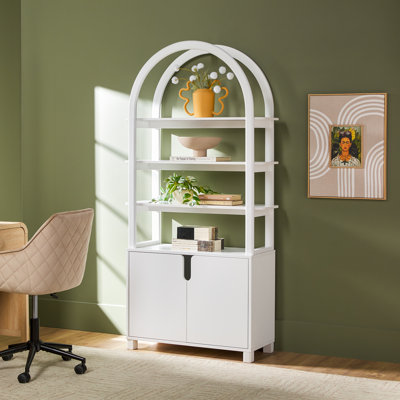 Yasirah 72" H x 36" W Modern Arched Wood Cabinet Storage Bookcase