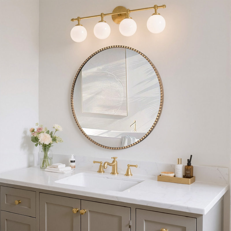 Miroir d'appoint Vintage, Doré, 31,5 po x 31,5 po