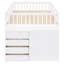 Lit superposé double blanc avec structure en pin massif et nombreuses options de rangement 4 3 tablettes en bois blanc pour rehausser la chambre à coucher-341830526-341830521