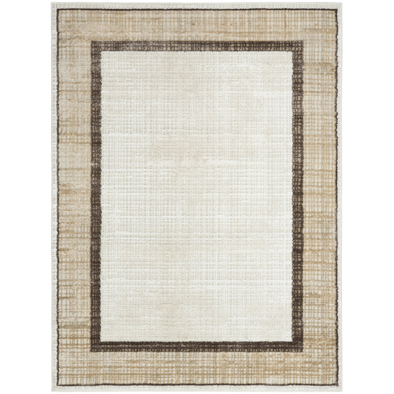 Leuchte Ivory Brown Modern Indoor Rug, Rectangle 4' x 6'